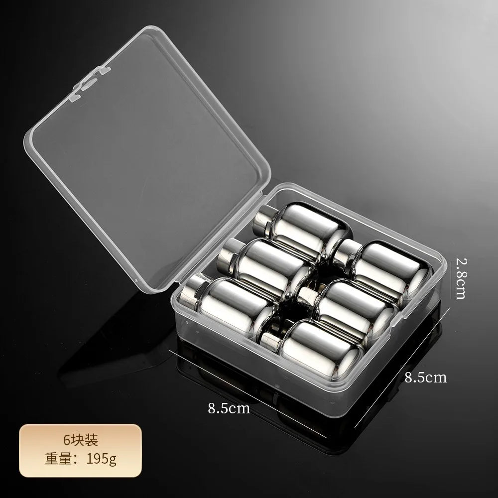 Stainless Steel Ice Cubes Whiskeygas Cylinders Ice Cube Cooler Reusable Whisky Ice Stone Whisky Rocks Bar Wine Cooler Oasis Select 6pcs