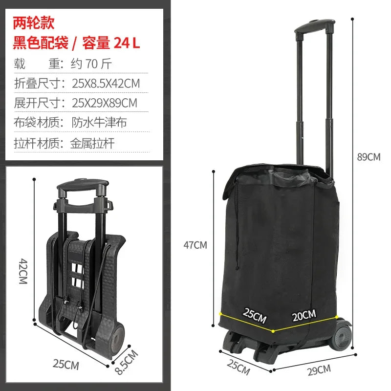 Multi-functional Household small cart folding pull goods handling trailer shopping cart luggage trolley Oasis Select Black B
