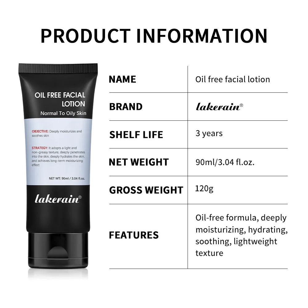 Lakerain Men's Oil-Free Hydrating Face Lotion | 90ml Men's Face Lotion Oasis Select