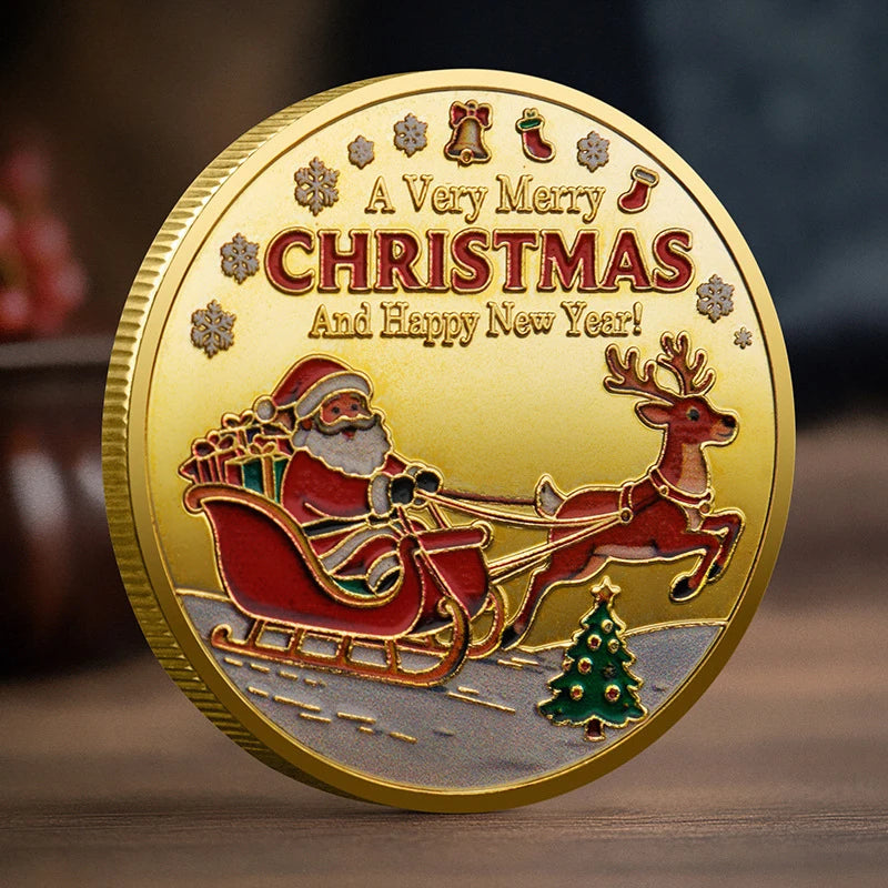 Christmas Santa Claus Collection Commemorative Medal Souvenir Coin Home Decoration Gift Oasis Select