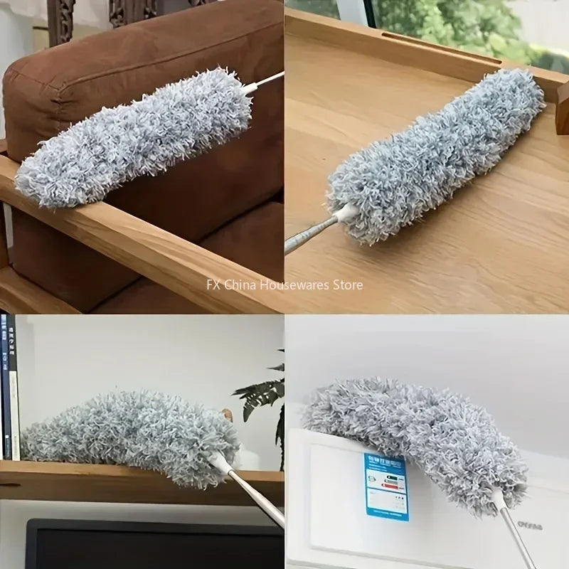 2.8M Extended Chicken Feather Duster Extendable and Curved Ceiling Cleaning Broom Household Electrostatic Dust Collector Oasis Select