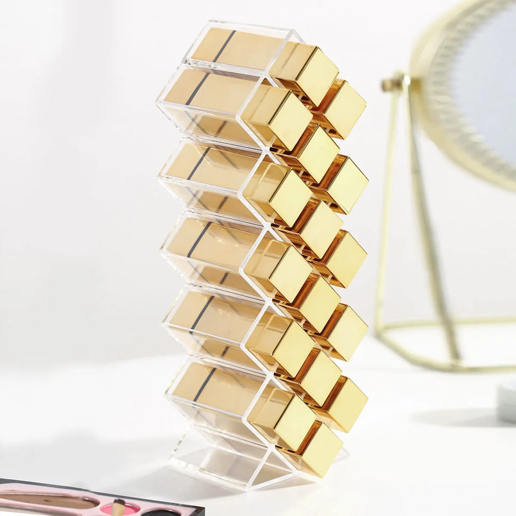 1pc Lipstick holder manager, fish shaped mouth red tower, transparent lipstick storage rack, lipstick display rack Oasis Select