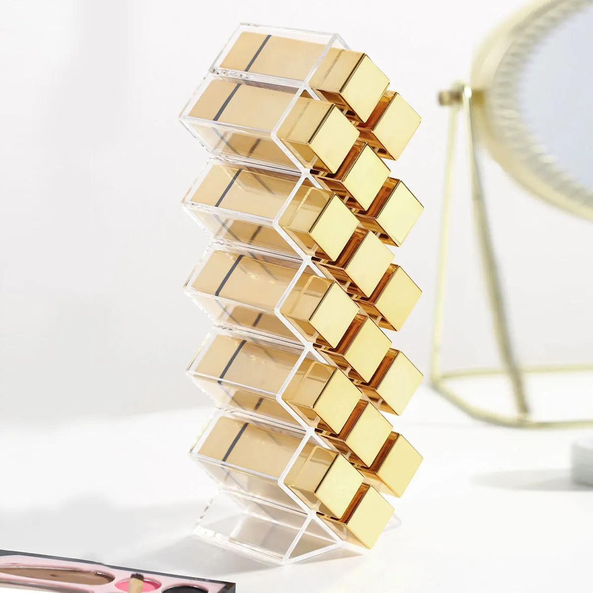 1pc Lipstick holder manager, fish shaped mouth red tower, transparent lipstick storage rack, lipstick display rack Oasis Select