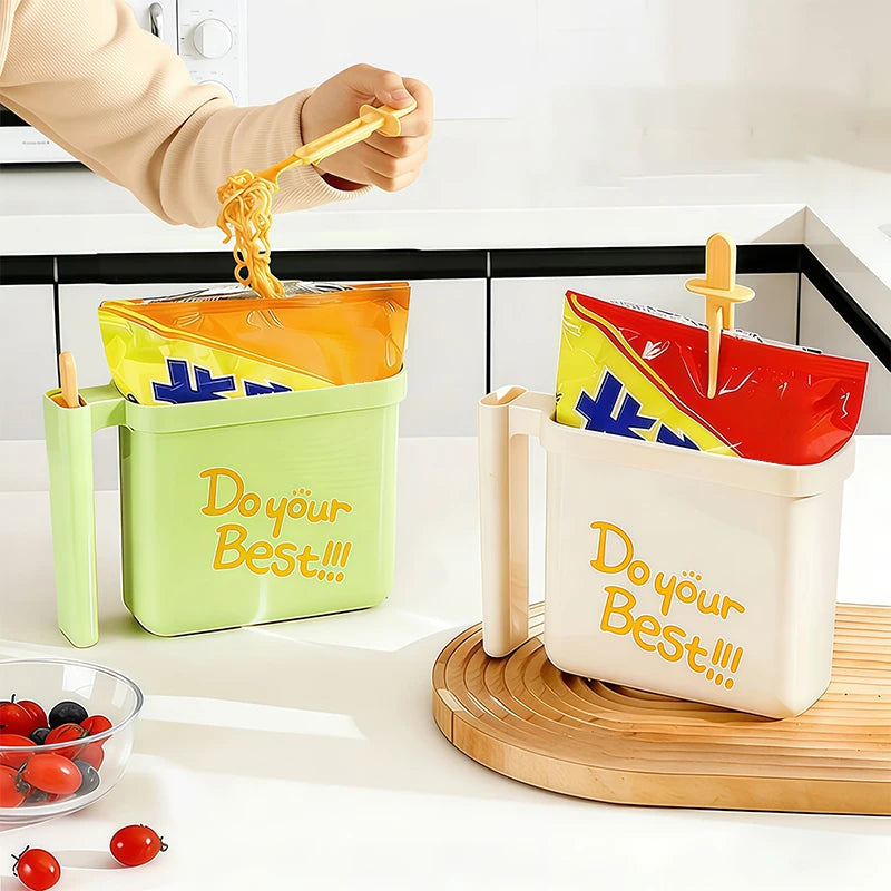Instant Noodle Bowl With Multi-Functional Instant Noodle Fork With Handles Food Container For Dorms Camping School Office Home Oasis Select