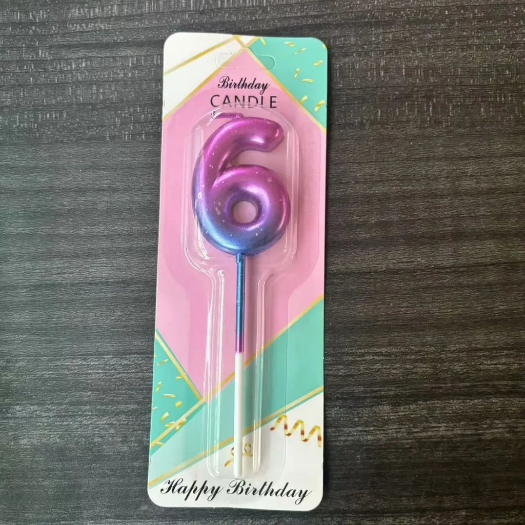 Candle Pink Birthday Candle Girl Happy Birthday Cake Topper Children's Party Decor Ornaments Opera Digital Celebration Candle Oasis Select 6-purple