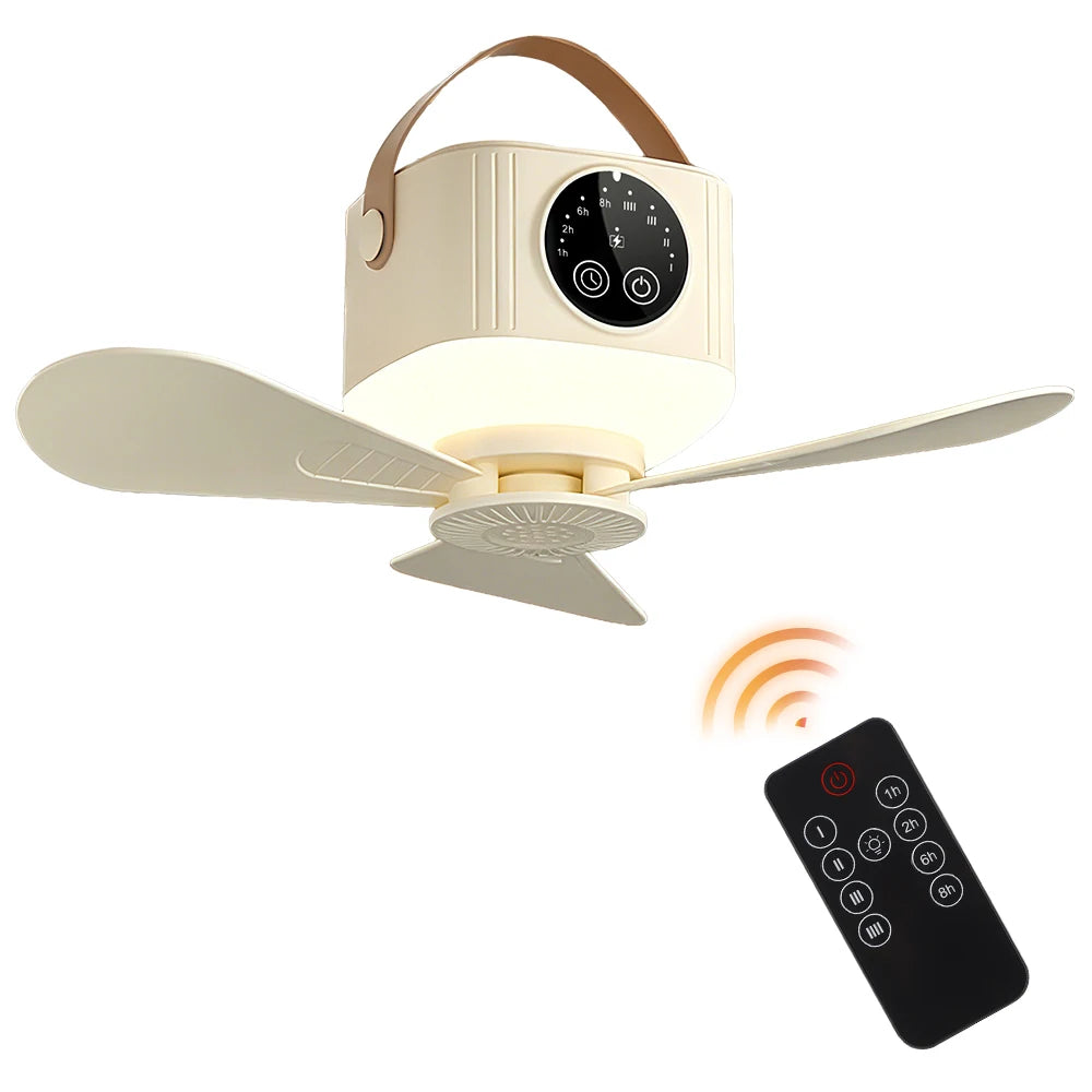 AFDEAL Portable Ceiling Fan 7200mAh Rechargeable LED & Remote