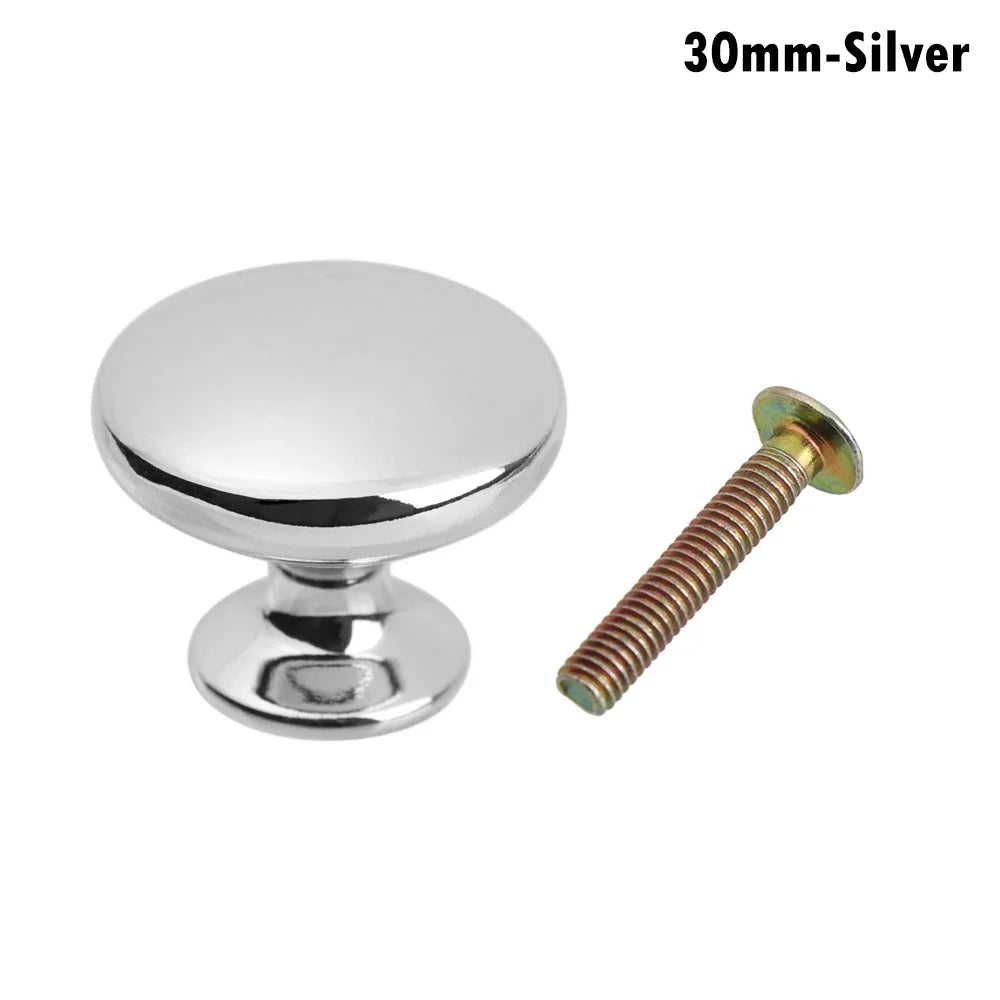 Round Alloy Cabinet Handles Knobs Kitchen Cupboard Door Wardrobe Pulls Drawer Furniture Hardware Fittings Oasis Select 1PC 30mm-Silver