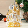 3D Pop-Up Christmas Card with Envelope – Gold Paper Carving