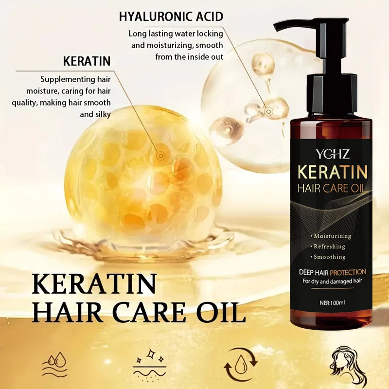 YCHZ Keratin Hair Oil – Smoothing, Shine & Frizz Control 100ml