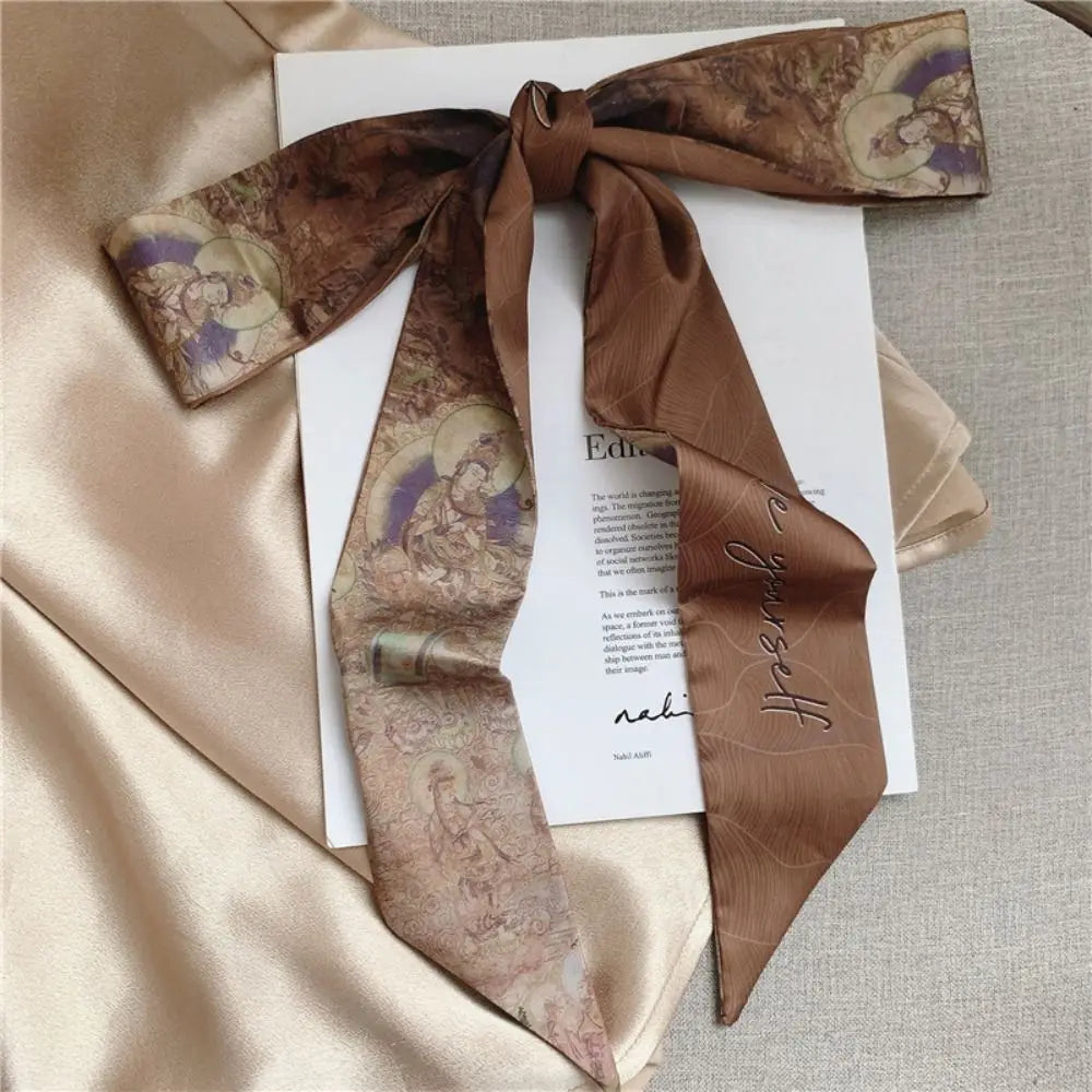 New Floral Headband Ribbon Oil Painting Headscarves Chinese Style Floral Scarf Oasis Select 4