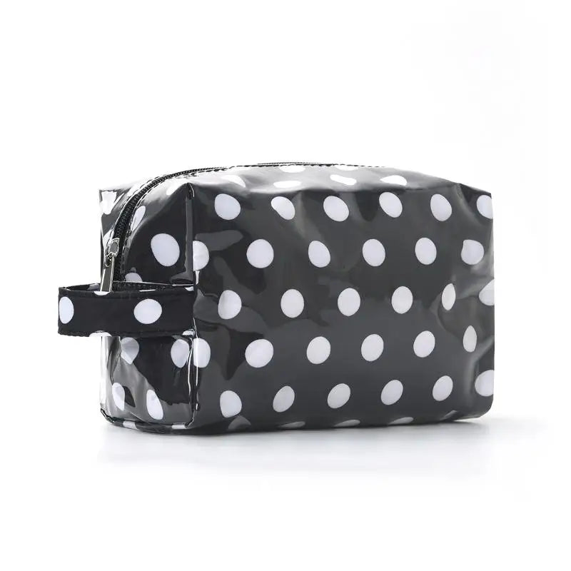 Polka Dot PVC Cosmetic Bag – Waterproof Travel Toiletry Organizer
