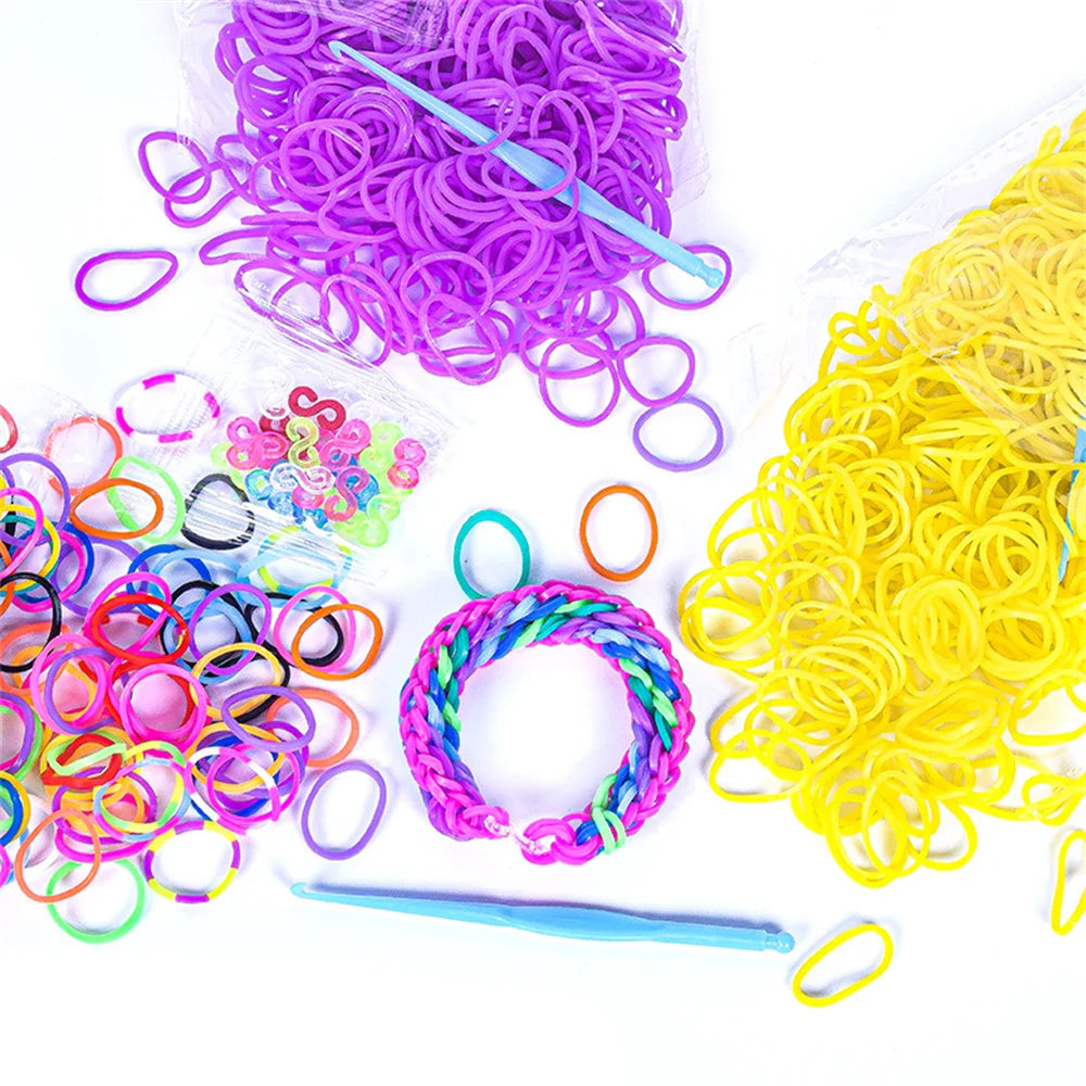 600pcs Loom Rubber Bands Kit Bracelet Making Kit for Kids Elastic Weaving Lacing DIY Crafting Gift Girl Oasis Select