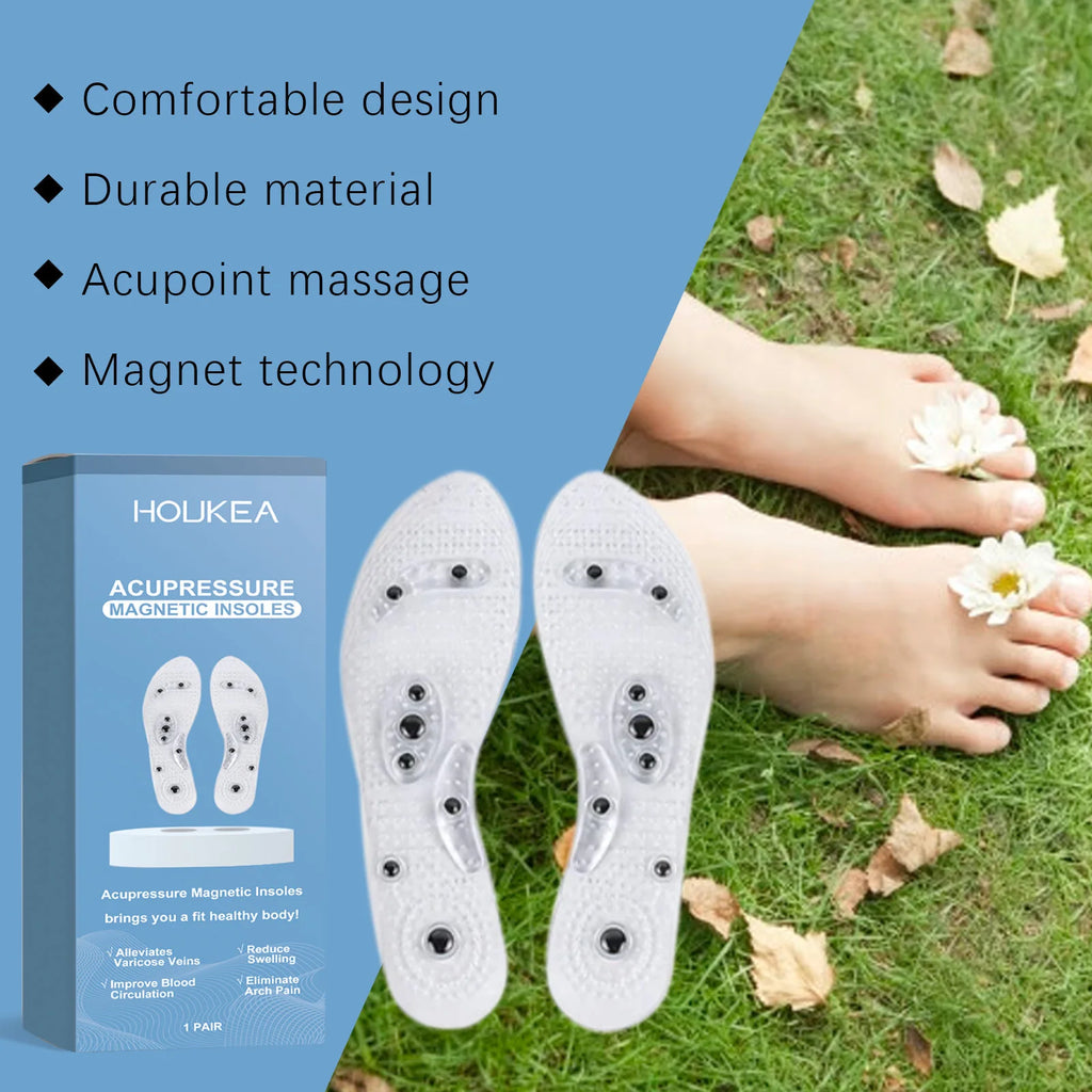 HOUKEA Acupressure Magnetic Insoles – Foot Pain & Fatigue Relief Acupressure Shoe Insoles Oasis Select