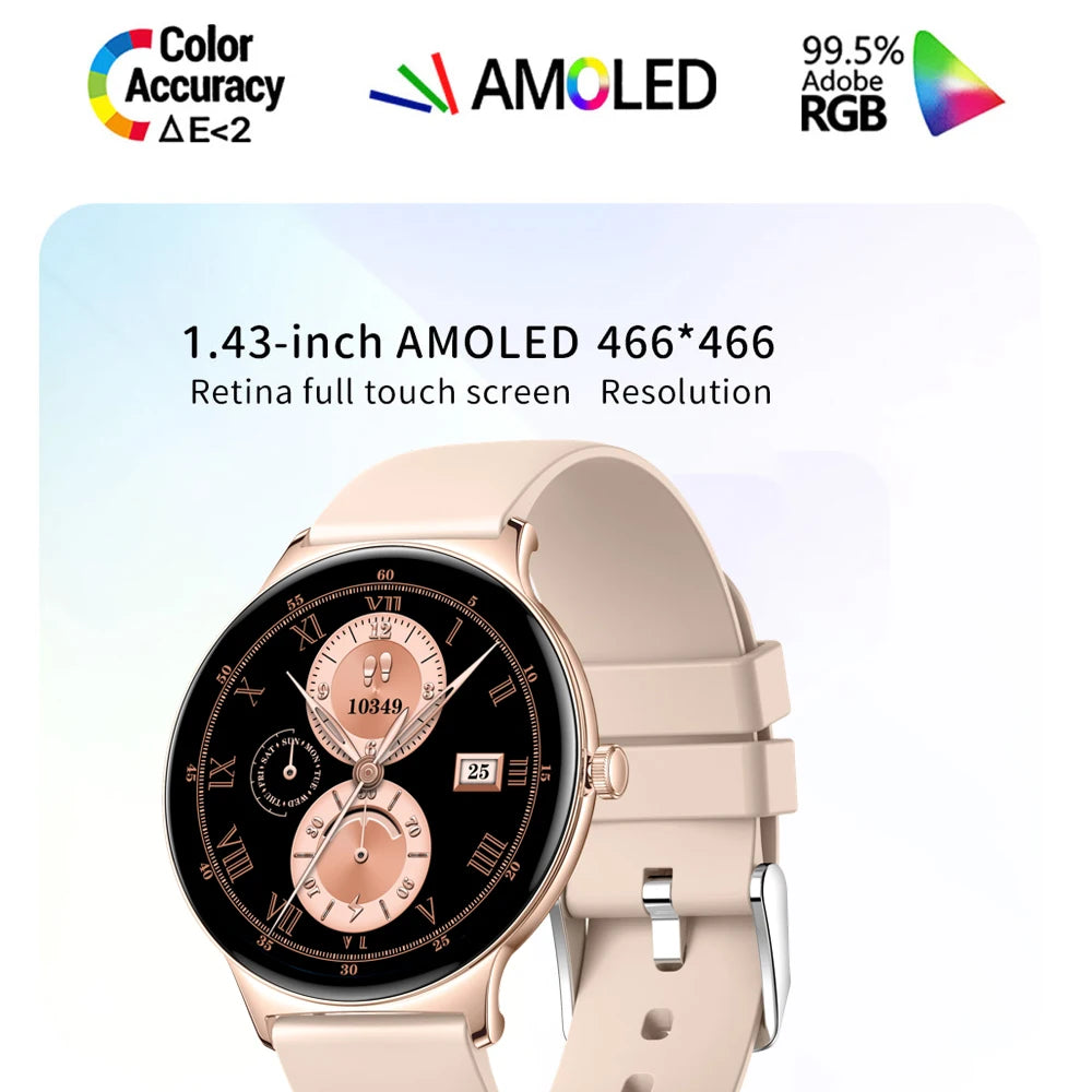 Fashion Waterproof Smart Watch Men Women Ultrathin AMOLED Screen Smartwatch Health Heart Rate Sports Fitness Blue Tooth Call Oasis Select