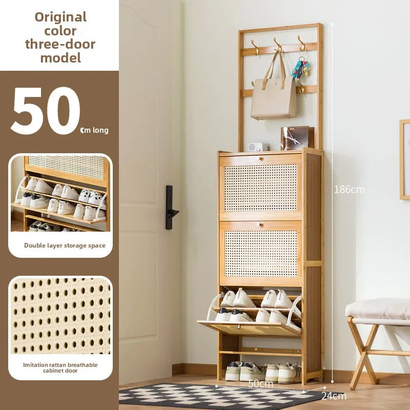 Ultra-thin shoe cabinet household door tipping bucket shoe rack large capacity entrance door entrance storage simple cabinet Oasis Select Primary B-3 door -50