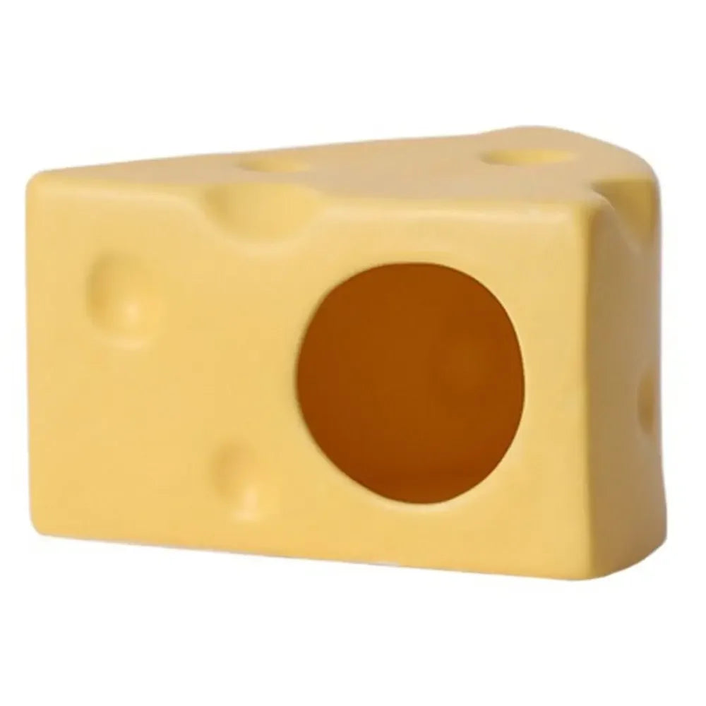 Durable Creative Hamster Hideout Cheese Shape Decorative Feeding Dish Cute Ceramics Hut Ceramics Hamster House Drinker Oasis Select Yellow-Big Cheese