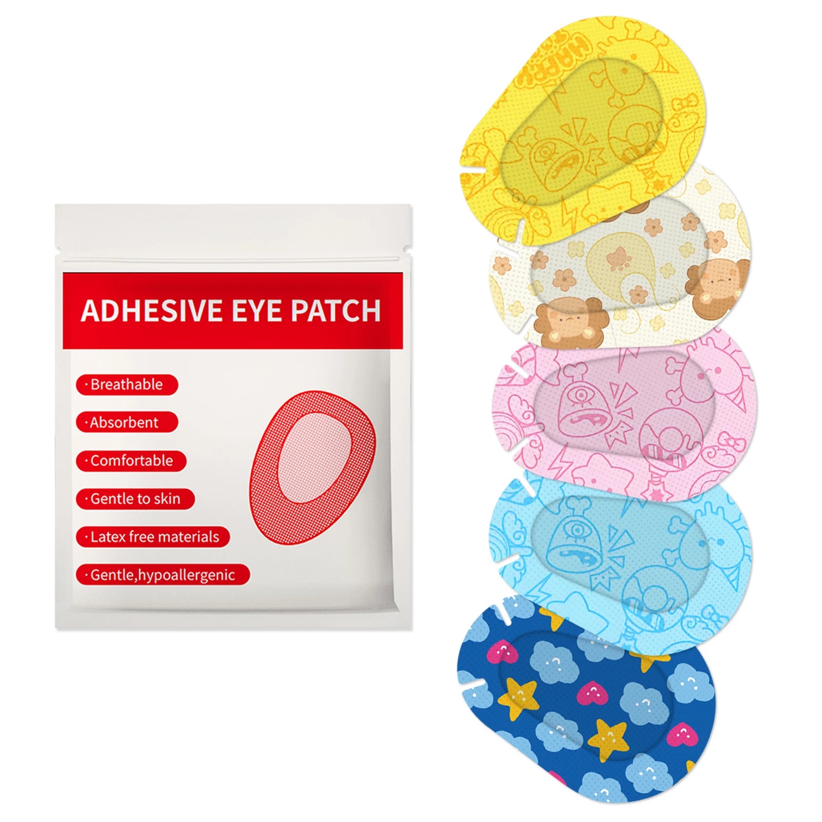 30-Pack Kids Cartoon Adhesive Eye Patches – Breathable & Sterile Kids Eye Patches Oasis Select 03 30PCs
