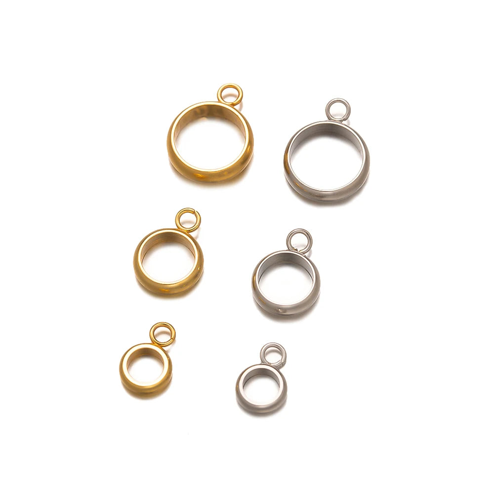 20pcs Stainless Steel Ring Bail Beads Charm Hanger Links Connectors with Loop European Pendant for DIY Bracelet Jewelry Making Oasis Select