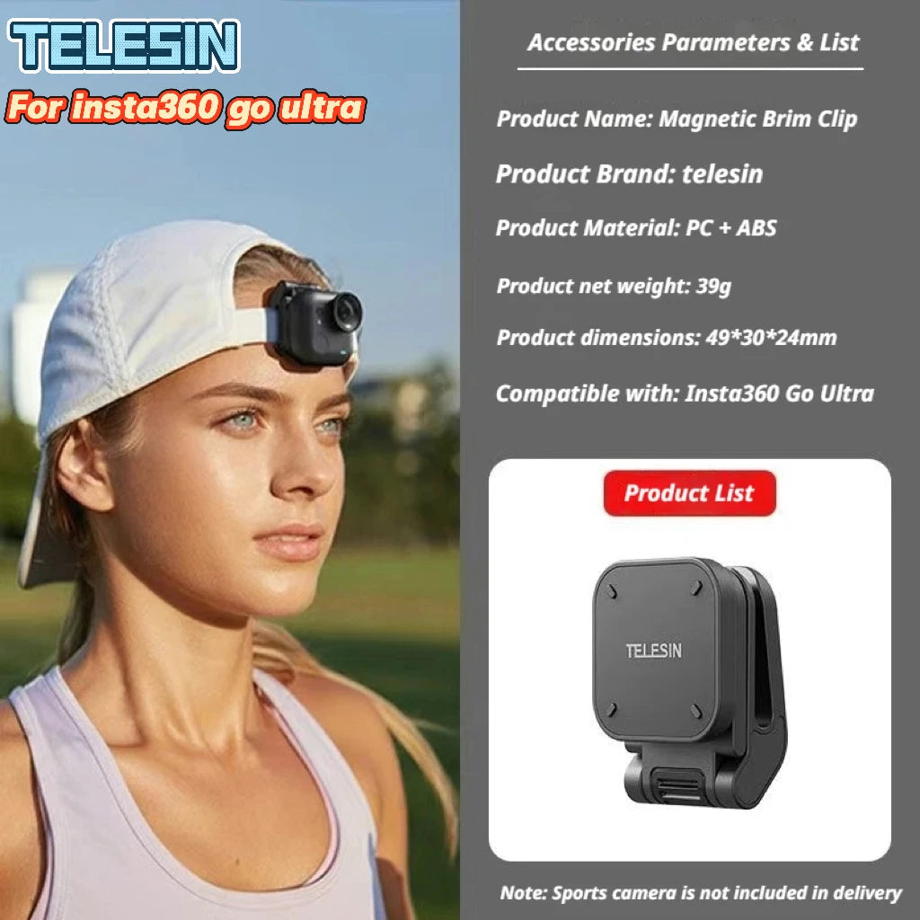 Magnetic Brim Clip for Insta360 Go Ultra | POV Hat Mount