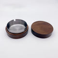 1pc Walnut Wood Ashtrays with Lid Covered Windproof Ashtray Stainless Steel Liner Indoor Outdoor Ash Tray for Home Oasis Select silvery