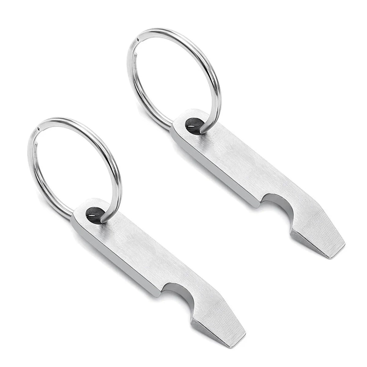 Mini Stainless Steel Keychain Bottle Opener Rustproof EDC Tool Beer Cap Opener Men Gift Dad Outdoor Camping Bar Party Survival Oasis Select Silver-2pcs