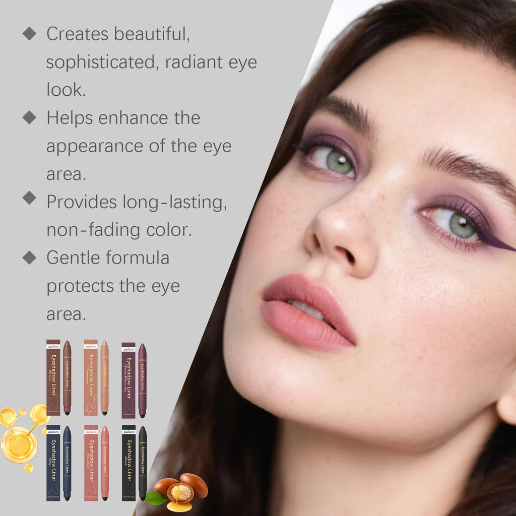 2 In1 Eyeshadow Liner Pen Matte Black Brown Waterproof Natural Long Lasting Silky Smooth Color-Rendering Professional Eye Makeup Oasis Select