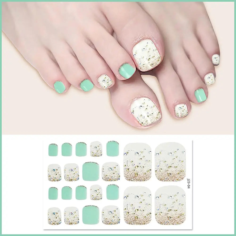 22-Piece Glitter Toe Nail Stickers – French Nail Wraps DIY Nail Art Stickers Oasis Select 03