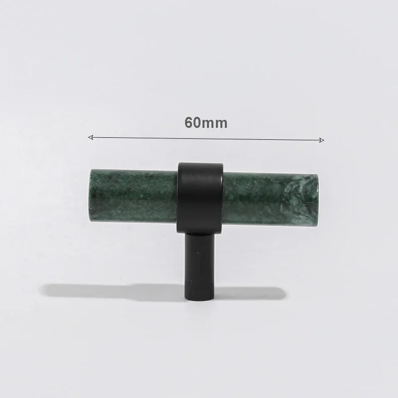 Green Cabinet Marble Handle Black Brass Hardware Wardrobe Pull Natural Stone Drawer Knobs Furniture Bar Oasis Select green T bar