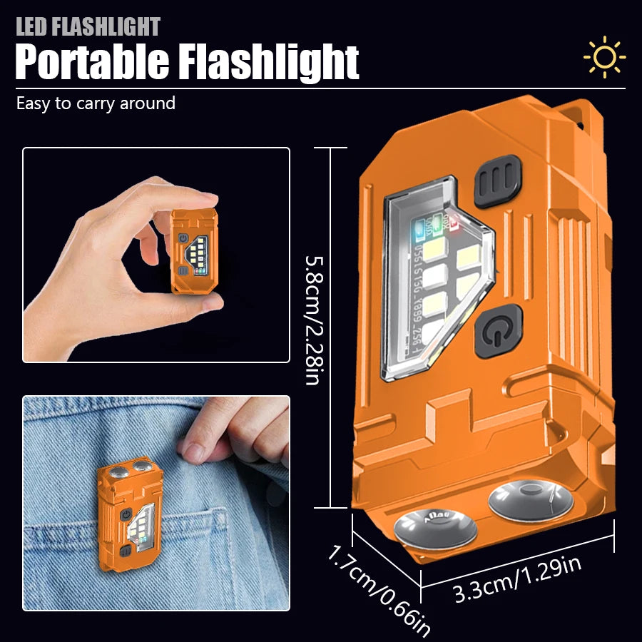 Mini Keychain EDC Flashlight Rechargeable Magnetic Torch Super Bright Pocket LED Torch Pen Clip Headlamp Outdoor Fishing Lamp Oasis Select