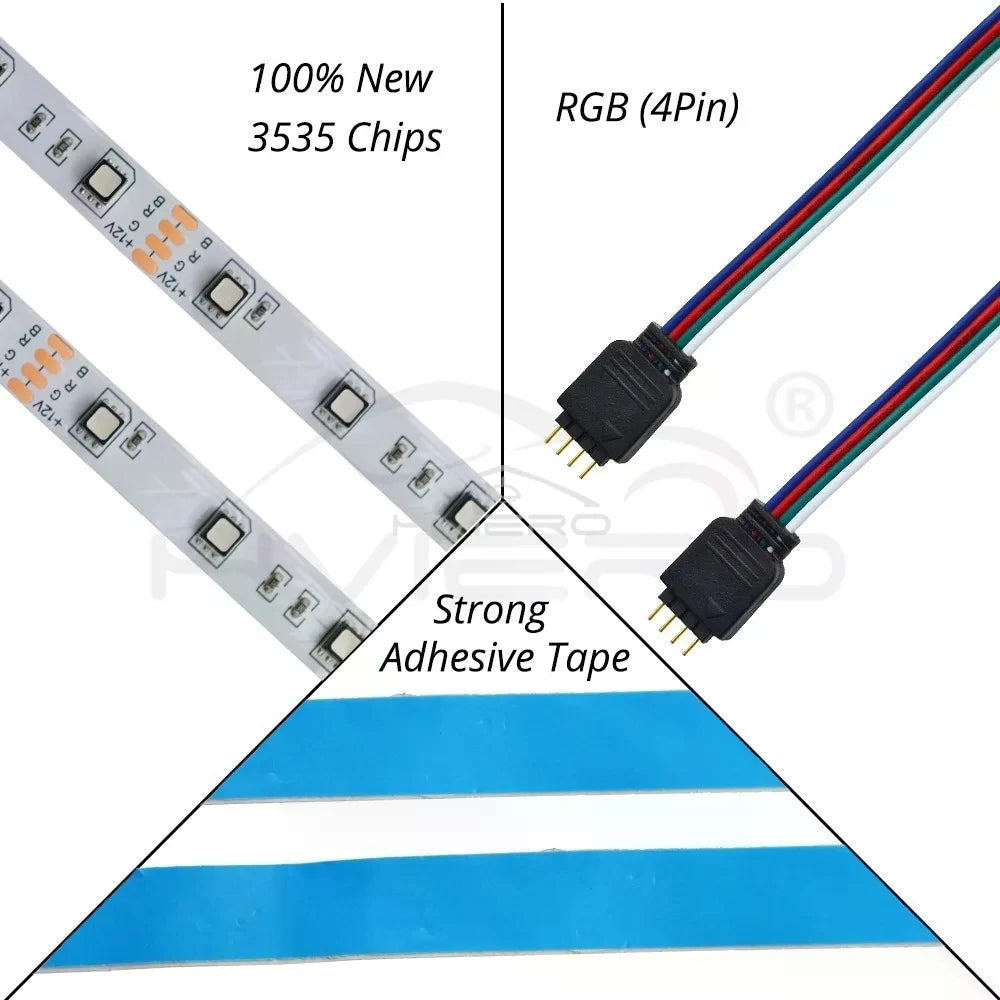 HVIERO 5M RGB LED Strip SMD 3535 300 LEDs DC 12V Flexible