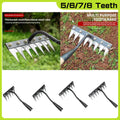 5/6/7/8 Teeth Iron Gardening Hoe Weeding Rake Farm Tool Grasping Raking Loosening Soil Nail Rake Tool Artifact Harrow Farm Tool Oasis Select 7 teeth