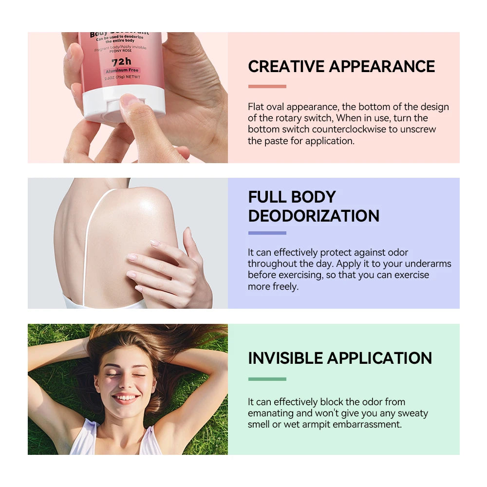Body Deodorant Stick Rose Peach Body Odor Remove Cream Removal Armpit Refreshing Antiperspirant Lasting Aroma Deodorant SkinCare Oasis Select