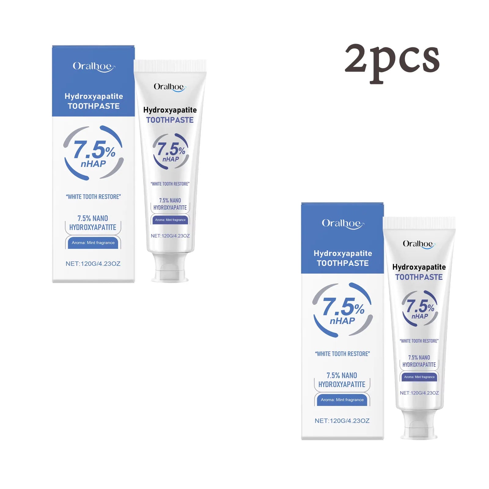120g Hydroxyapatite Mint Toothpaste Breath Refreshing Brighten Tooth Plaque Stain Removal Gum Repair Teeth Whiten Toothpaste Oasis Select 240g boxed