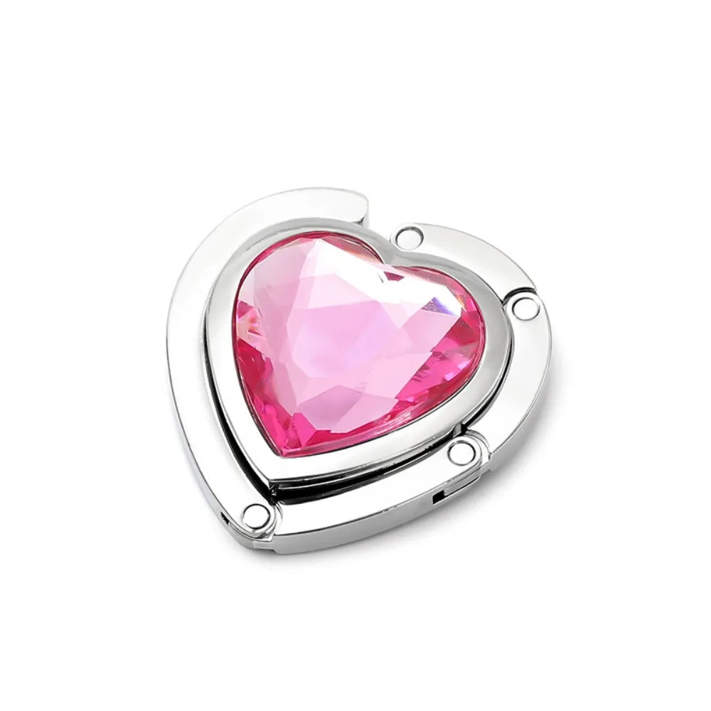 Rhinestone Folding Bag Hook – Heart Shape Purse Table Hanger