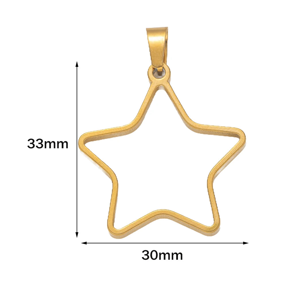 5pcs Stainless Steel Open Back Resin Molds Pendants Blanks Frame Hollow Bezel Charms for Earrings Necklace Bracelet DIY Making Oasis Select GD Star 30X33mm