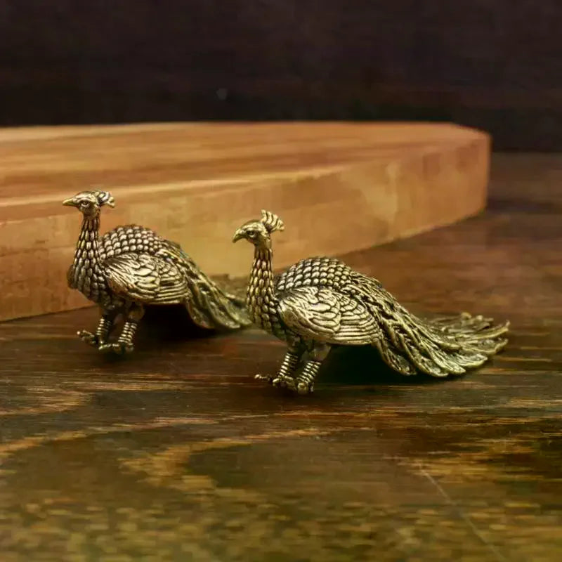 1pc Peacock Ornament Home Decor Statue Figure Brass Chinese Handicraft Decoration Small Brass Ornament Oasis Select