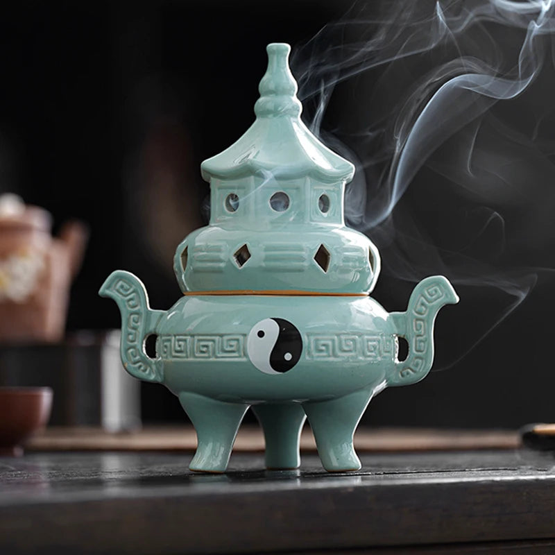 Tall Tai Chi Eight Trigu Stove Living Room Decoration Creative Home Indoor Plate Incense Burner Ceramic Incense Burner Oasis Select