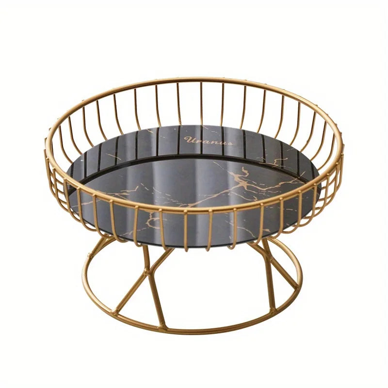 Light Luxury Fruit Plate, Creative Living Room Home Fruit Basket Afternoon Tea Candy Dessert Stand Snack Tray,Party Supplies Oasis Select black tray L