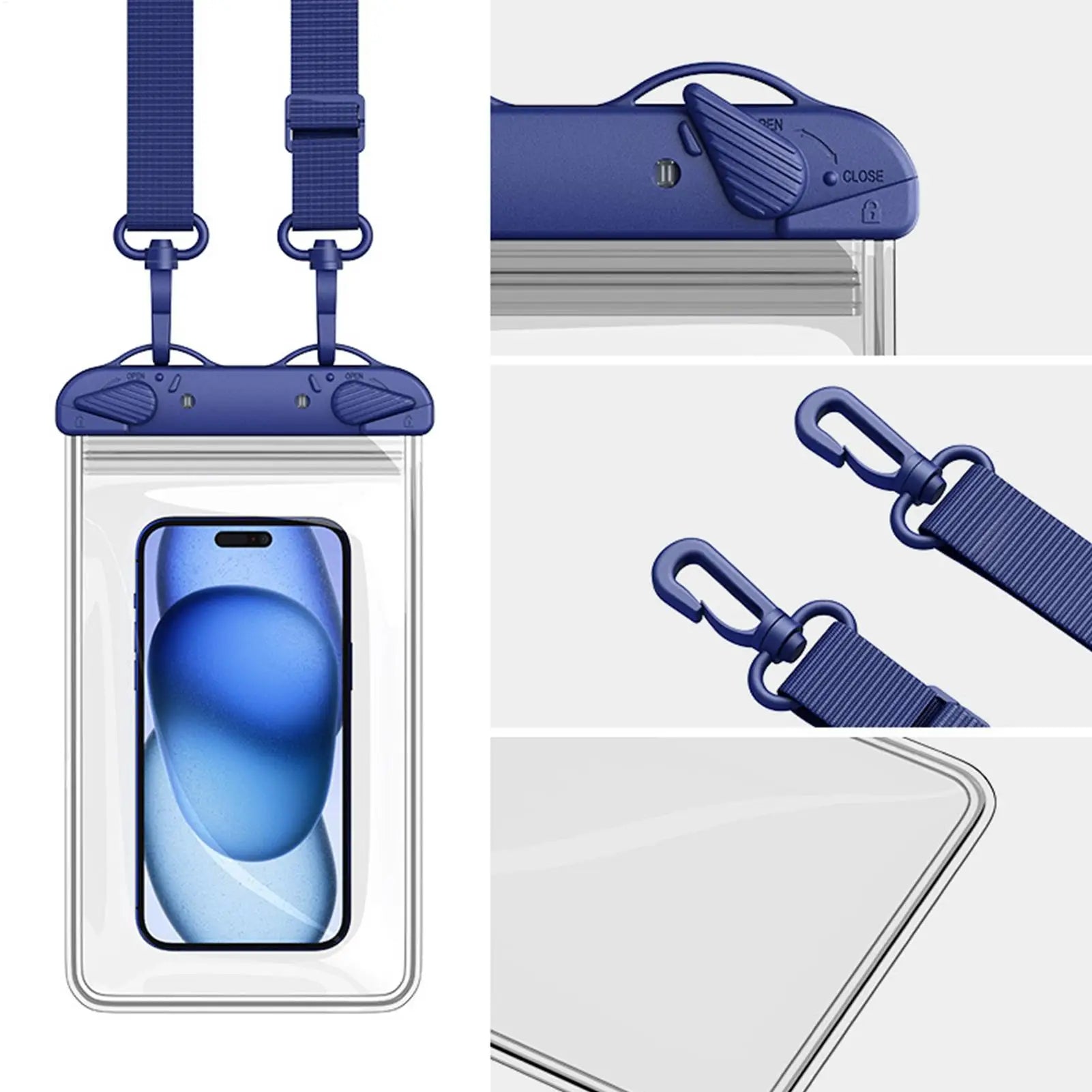 Transparent Waterproof Phone Case Touch Screen Under 7.0 inches Phone Cover with Lanyard Phone Sealed Bag Swimming Diving Oasis Select