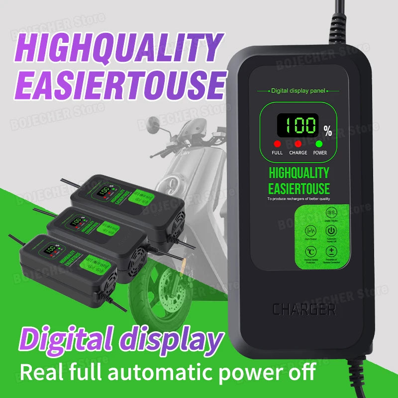 36V 42V / 48V 54.6V 2A 5A Digital Display Lithium Battery Charger Newly Upgraded Power Supply Adapters DC5525 With Fan EU Plug Oasis Select