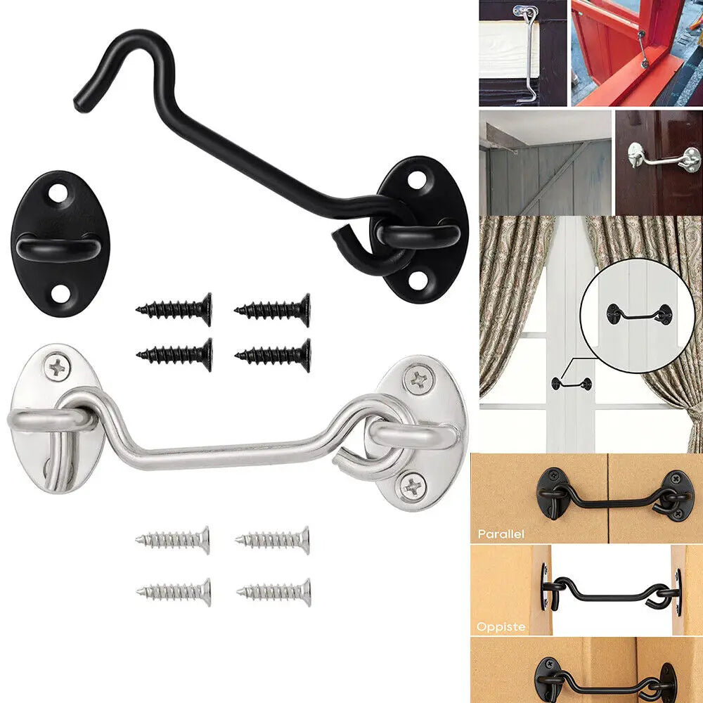Door Bolt Stainless Steel Window Sliding Door Latch Cabin Hook And Eye Latch Lock Shed Gate Door Catch Silent Holder Household Oasis Select