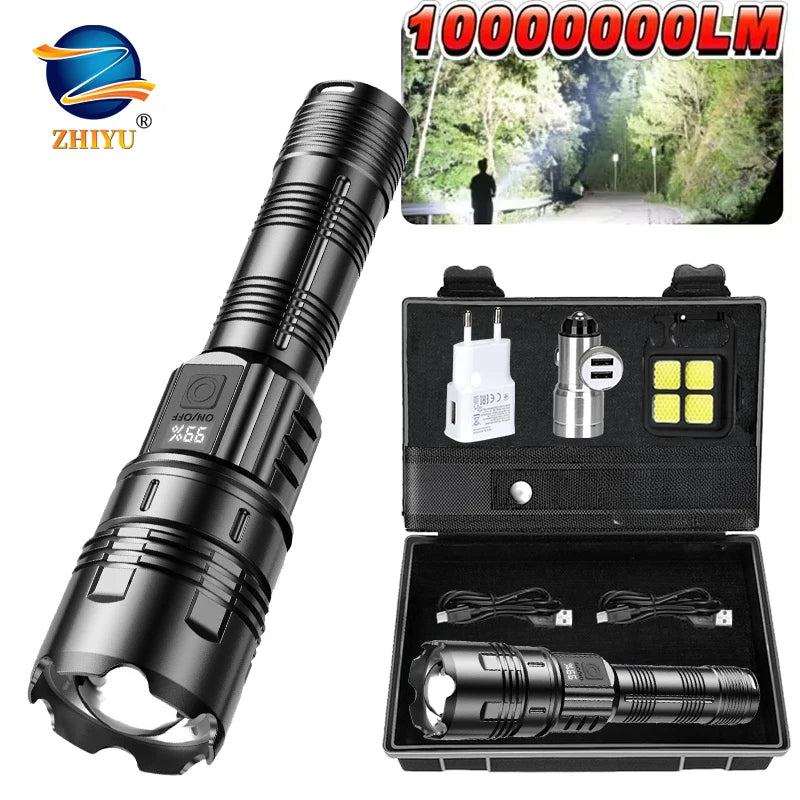Rechargeable Led Flashlight Super Bright Portable Ultra Power Long Range Tactical Torch Lamp Outdoor Emergency Camping Lantern Oasis Select