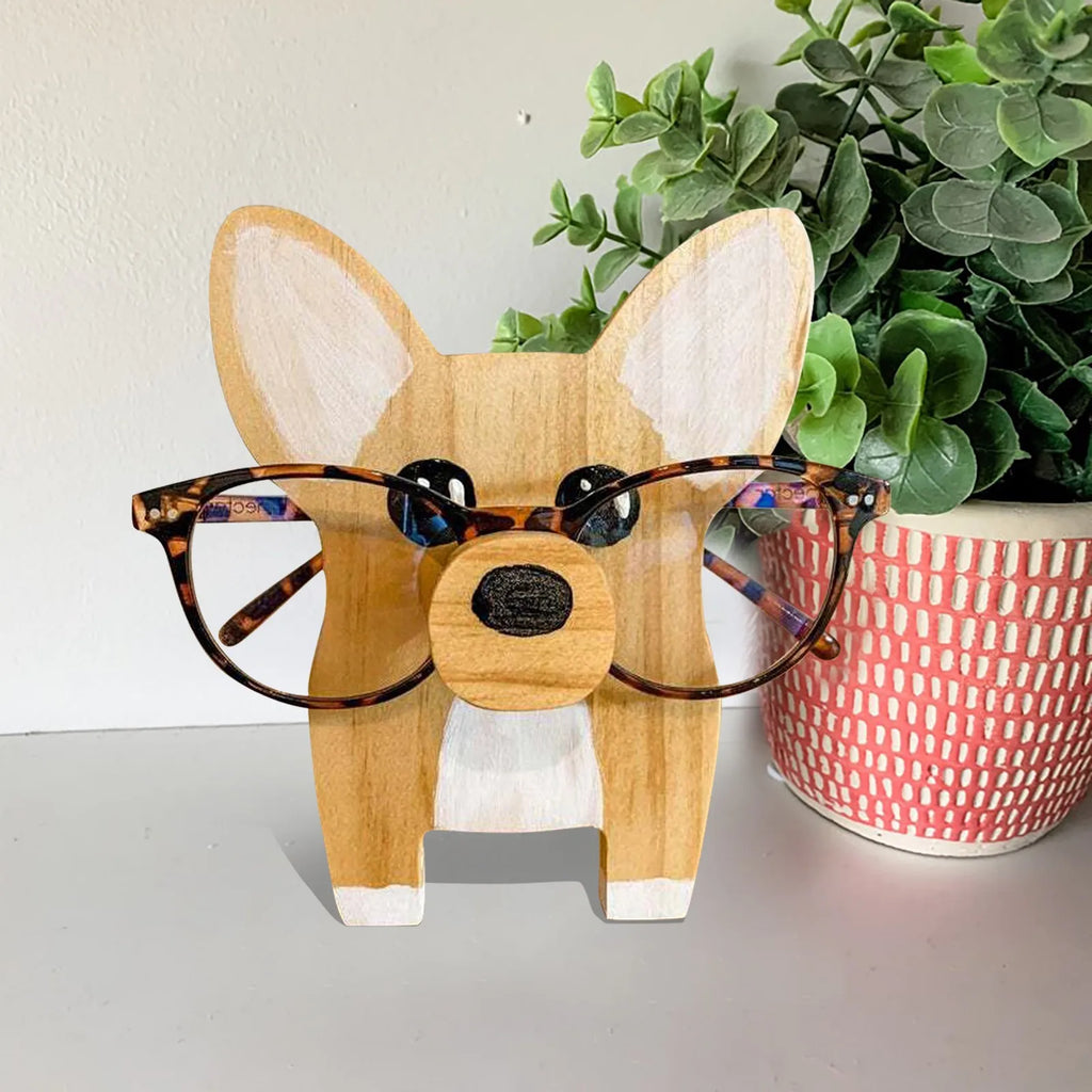 Corgi Dog Glasses Stand Christmas Gift Handmade Wooden Spectacle Holder Cute Pet Eyeglass Display Ornaments Oasis Select