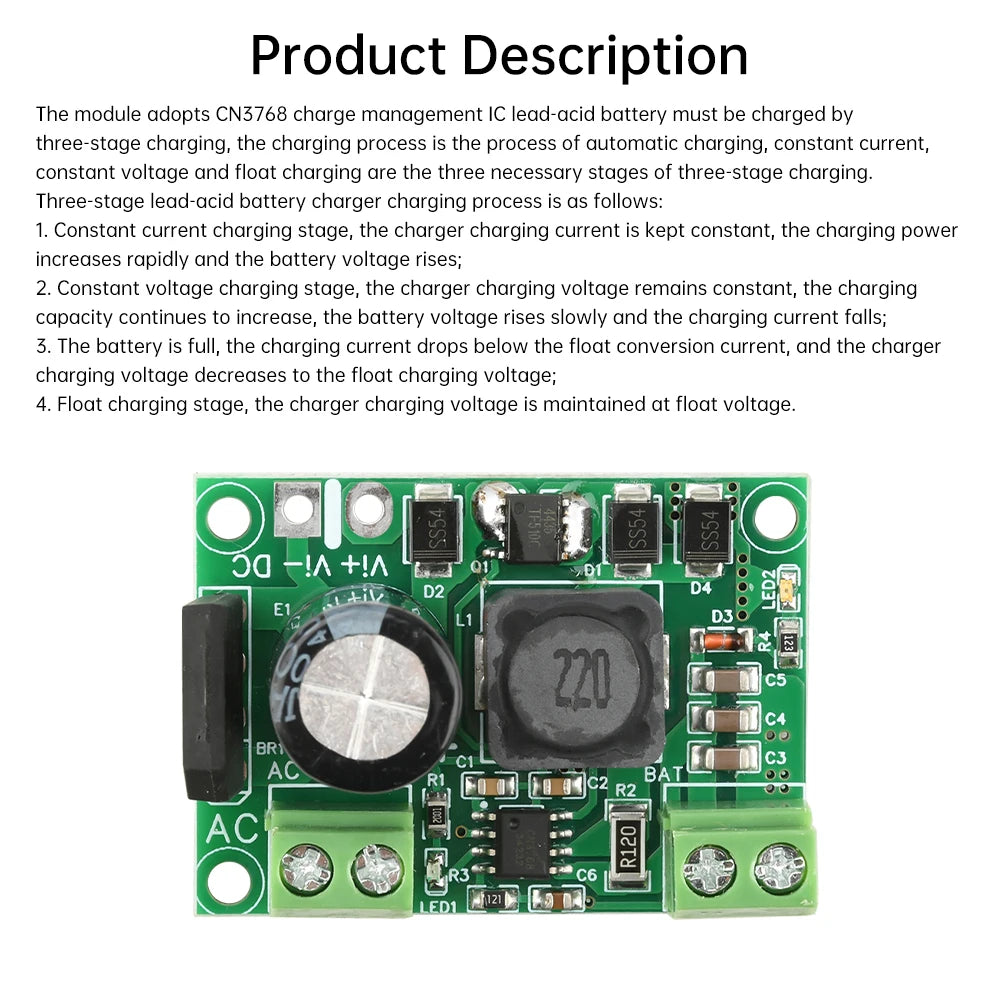 12V Battery Charging Module CN3768 Module Three-Stage Charging Constant Current Charging AC 12-20V/DC 15-30V Oasis Select