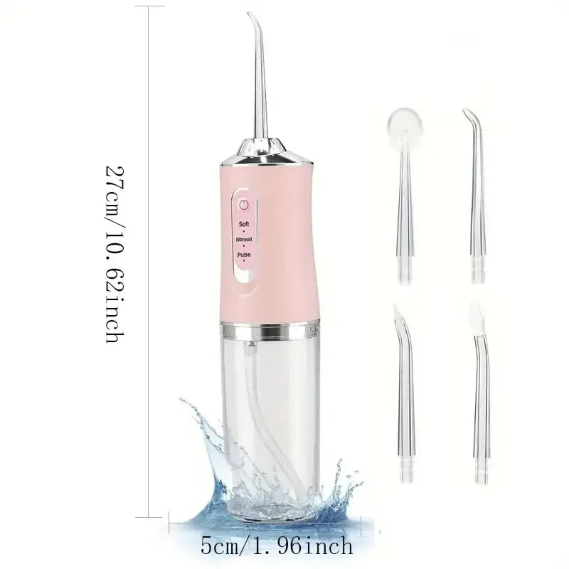 Portable Smart Electric Oral Irrigator Water Flosser 3 Modes Rechargeable Dental Water Jet Irrigator Dental Teeth Cleaner Oasis Select pink