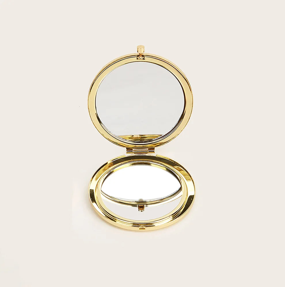 Double-Sided Folding Compact Makeup Mirror with Magnifier Compact Makeup Mirror Oasis Select Gold