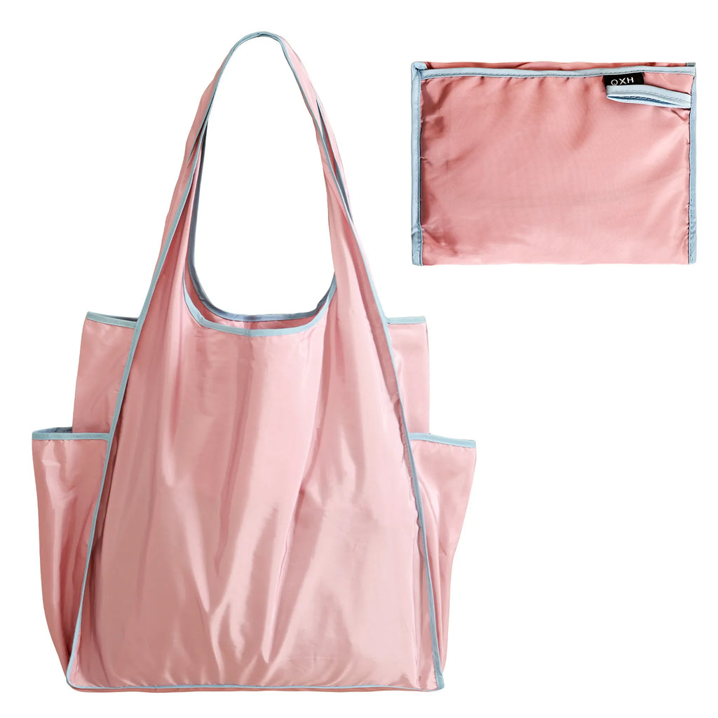 Thick Foldable Shopping Storage Bag Large Capacity Reusable Grocery Bags Eco Friendly Supermarket Waterproof Shoulder Bag Oasis Select Pink