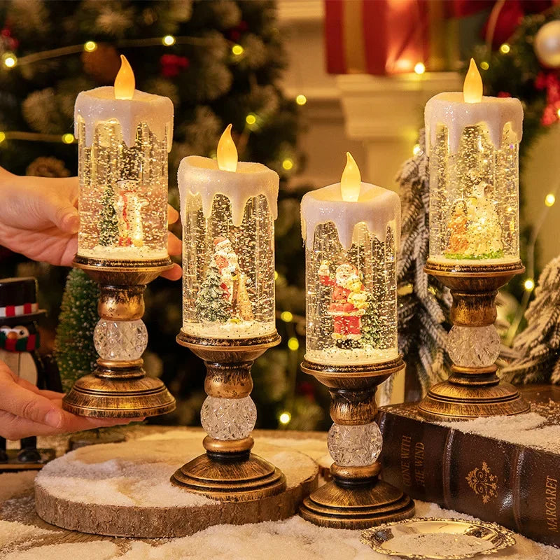 Christmas Decorations Candles Christmas Crystal Snow Lights Children's Birthday Christmas Gifts Scene Layout Holiday Decoration Oasis Select