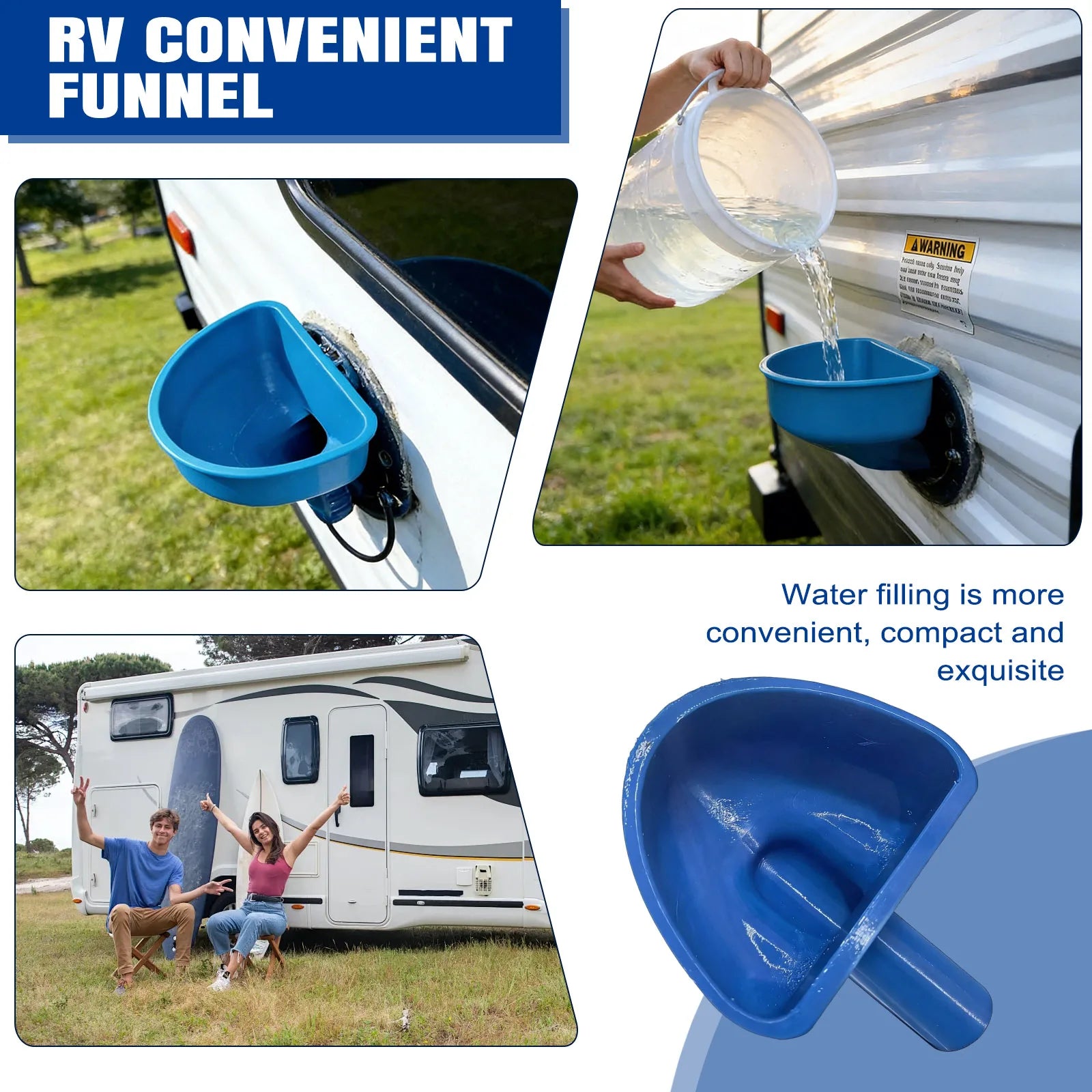 RV Water Tank Filling Funnel – Anti-Spill Wide Mouth 10-Inch RV Water Funnel Oasis Select