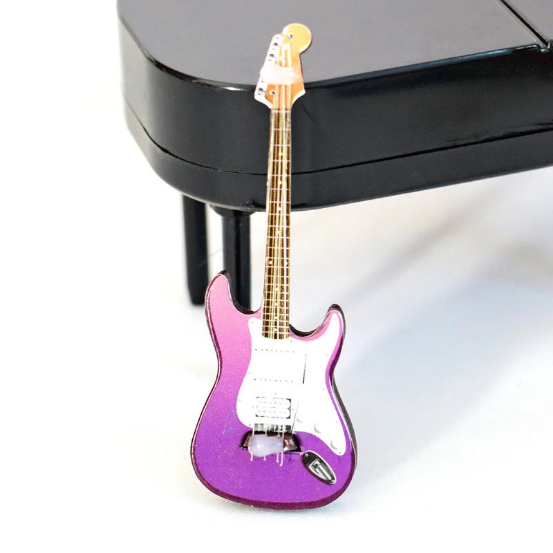1/12 Dollhouse Guitar Toy Miniature Accessories Dollhouse Musical Instrument Model Home Decoration Accessories Children's Gifts Oasis Select Purple